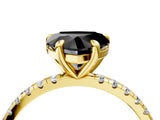 Yellow gold Fancy Black Heart Cut Diamond Brilliant Solitaire Ring with Pavé Band and Four-Prong Setting_16