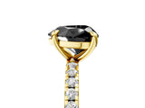 Yellow gold Fancy Black Heart Cut Diamond Brilliant Solitaire Ring with Pavé Band and Four-Prong Setting_17