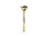 Yellow gold Fancy Black Heart Cut Diamond Brilliant Solitaire Ring with Pavé Band and Four-Prong Setting_2