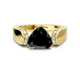 Yellow gold Fancy Black Heart Cut Diamond Channel Set Solitaire Ring with Four-Prong Setting_12