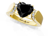 Yellow gold Fancy Black Heart Cut Diamond Channel Set Solitaire Ring with Four-Prong Setting_13