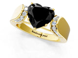 Yellow gold Fancy Black Heart Cut Diamond Channel Set Solitaire Ring with Four-Prong Setting_25
