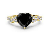 Yellow gold Fancy Black Heart Cut Diamond Cluster Pavé Band with Four-Prong Setting_12
