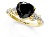Yellow gold Fancy Black Heart Cut Diamond Cluster Pavé Band with Four-Prong Setting_13