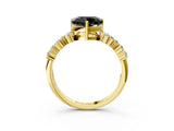 Yellow gold Fancy Black Heart Cut Diamond Cluster Pavé Band with Four-Prong Setting_15