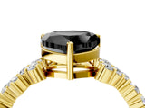 Yellow gold Fancy Black Heart Cut Diamond Cluster Pavé Band with Four-Prong Setting_16