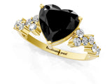 Yellow gold Fancy Black Heart Cut Diamond Cluster Pavé Band with Four-Prong Setting_4