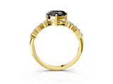 Yellow gold Fancy Black Heart Cut Diamond Cluster Pavé Band with Four-Prong Setting_6
