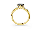 Yellow gold Fancy Black Heart Cut Diamond Cluster Side Stone Solitaire Ring with Prong Setting_27