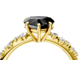 Yellow gold Fancy Black Heart Cut Diamond Cluster Side Stone Solitaire Ring with Prong Setting_28