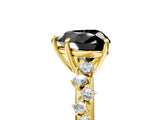 Yellow gold Fancy Black Heart Cut Diamond Cluster Side Stone Solitaire Ring with Prong Setting_29