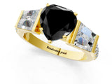 Yellow gold Fancy Black Heart Cut Diamond Engagement Ring with Baguette Side Stones and Channel Set Band_13