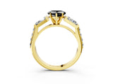 Yellow gold Fancy Black Heart Cut Diamond Engagement Ring with Baguette Side Stones and Channel Set Band_15