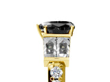 Yellow gold Fancy Black Heart Cut Diamond Engagement Ring with Baguette Side Stones and Channel Set Band_17