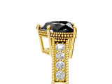 Yellow gold Fancy Black Heart Cut Diamond Engagement Ring with Milgrain Channel Set Band and Prong Setting_5