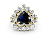 Yellow gold Fancy Black Heart Cut Diamond Floral Double Halo Engagement Ring with Prong Setting_24