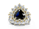 Yellow gold Fancy Black Heart Cut Diamond Floral Double Halo Engagement Ring with Prong Setting_60