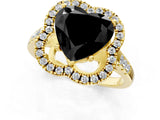 Yellow gold Fancy Black Heart Cut Diamond Floral Halo Split Shank Prong Setting Ring_13