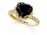 Yellow gold Fancy Black Heart Cut Diamond Halo Pave Band with Four-Prong Setting_4