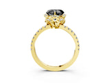 Yellow gold Fancy Black Heart Cut Diamond Halo Pave Band with Four-Prong Setting_6