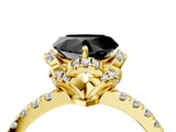 Yellow gold Fancy Black Heart Cut Diamond Halo Pave Band with Four-Prong Setting_7