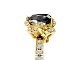 Yellow gold Fancy Black Heart Cut Diamond Halo Pave Band with Four-Prong Setting_8