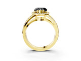 Yellow gold Fancy Black Heart Cut Diamond Halo Ring with Split Shank Pavé Band and Four-Prong Setting_3