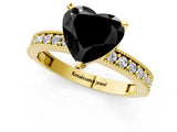 Yellow gold Fancy Black Heart Cut Diamond Milgrain Pavé Engagement Ring with Four-Prong Setting_1