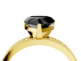 Yellow gold Fancy Black Heart Cut Diamond Milgrain Pavé Engagement Ring with Four-Prong Setting_4