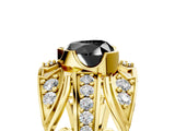 Yellow gold Fancy Black Heart Cut Diamond Pave Art Deco Split Shank Ring with Four-Prong Setting_5