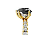 Yellow gold Fancy Black Heart Cut Diamond Pave Band Solitaire Ring with Four-Prong Setting_17