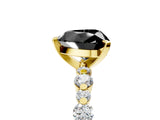 Yellow gold Fancy Black Heart Cut Diamond Prong Set Engagement Ring with Pave Band_5