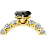 Yellow gold Fancy Black Heart Cut Diamond Prong Setting with Side Stones on a Pave Band_4