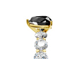 Yellow gold Fancy Black Heart Cut Diamond Prong Setting with Side Stones on a Pave Band_5