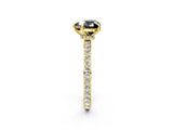 Yellow gold Fancy Black Heart Cut Diamond Ring with Pavé Band and Four-Prong Setting_2