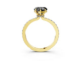 Yellow gold Fancy Black Heart Cut Diamond Ring with Pavé Band and Four-Prong Setting_3