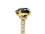 Yellow gold Fancy Black Heart Cut Diamond Ring with Pavé Band and Four-Prong Setting_5