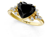 Yellow gold Fancy Black Heart Cut Diamond Ring with Side Stones and Four-Prong Setting_37