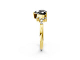 Yellow gold Fancy Black Heart Cut Diamond Ring with Side Stones and Four-Prong Setting_38