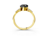 Yellow gold Fancy Black Heart Cut Diamond Ring with Side Stones and Four-Prong Setting_39