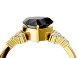 Yellow gold Fancy Black Heart Cut Diamond Ring with Side Stones and Four-Prong Setting_40