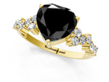 Yellow gold Fancy Black Heart Cut Diamond Scattered Round Accent Ring with Prong Setting_13