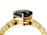 Yellow gold Fancy Black Heart Cut Diamond Scattered Round Accent Ring with Prong Setting_16