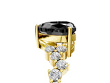 Yellow gold Fancy Black Heart Cut Diamond Scattered Round Accent Ring with Prong Setting_17