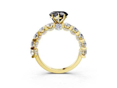 Yellow gold Fancy Black Heart Cut Diamond Side Stone Engagement Ring with Four-Prong Setting_27