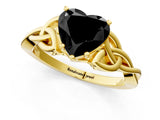 Yellow gold Fancy Black Heart Cut Diamond Solitaire Engagement Ring with Celtic Knot Band and Four-Prong Setting_1