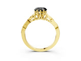 Yellow gold Fancy Black Heart Cut Diamond Solitaire Engagement Ring with Celtic Knot Band and Four-Prong Setting_3