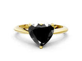 Yellow gold Fancy Black Heart Cut Diamond Solitaire Engagement Ring with Classic Band and Four-Prong Setting_12