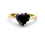 Yellow gold Fancy Black Heart Cut Diamond Solitaire Engagement Ring with Classic Band and Four-Prong Setting_12