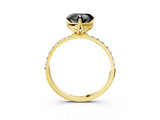 Yellow gold Fancy Black Heart Cut Diamond Solitaire Engagement Ring with Pavé Band and Prong Setting_3